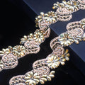 pearly jun 2.5 yards champagne gold rhinestone ribbon, main product view