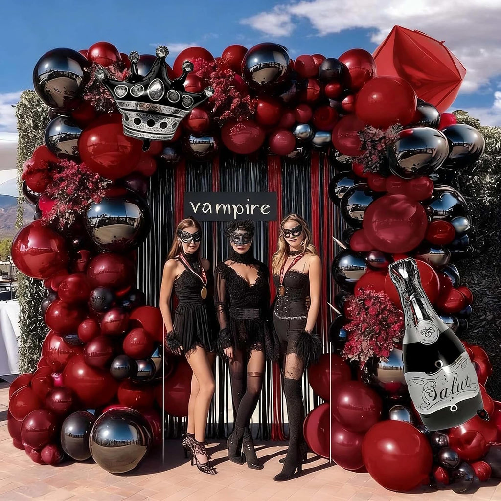 red black party balloon kit 2pack foil fringe, view 9