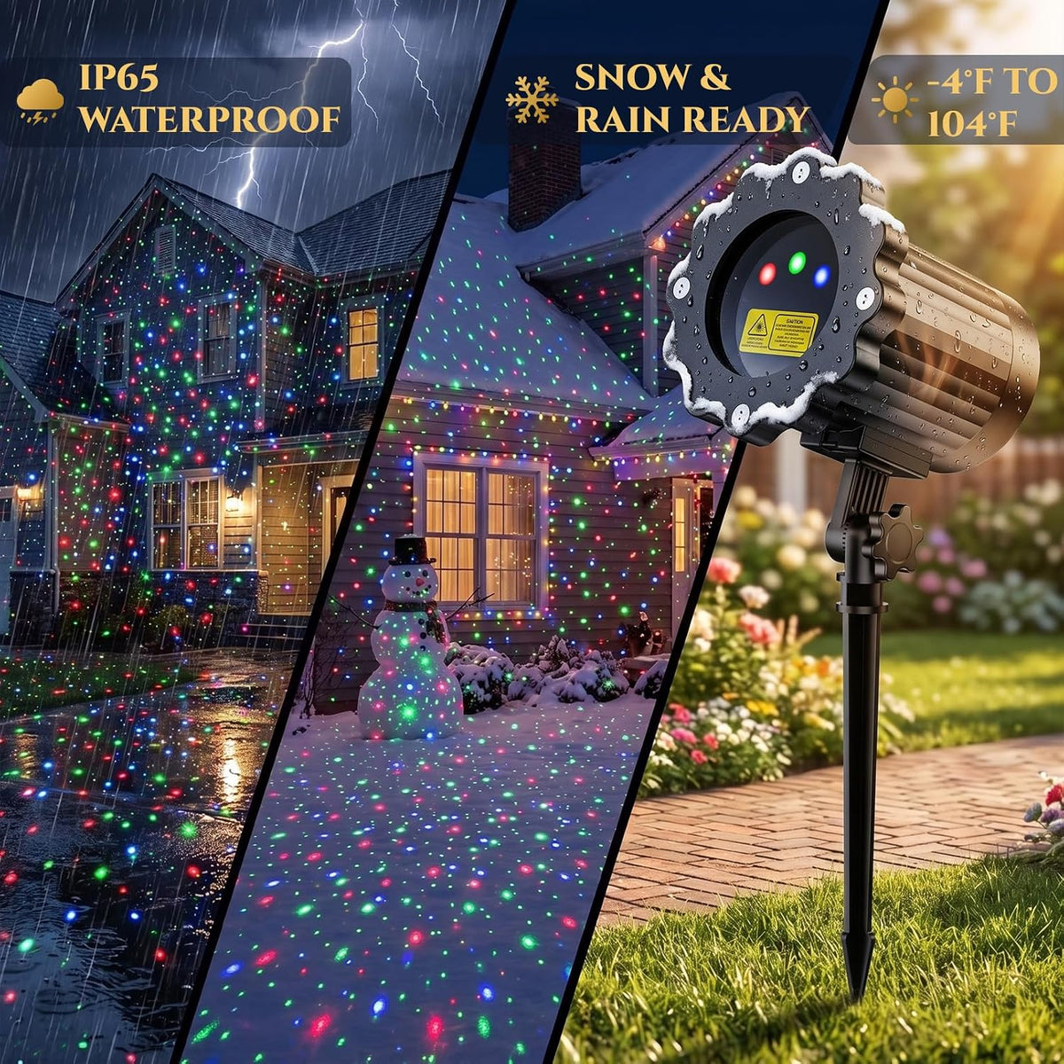 christmas laser light outdoor, 12 effect firefly christma, close-up detail