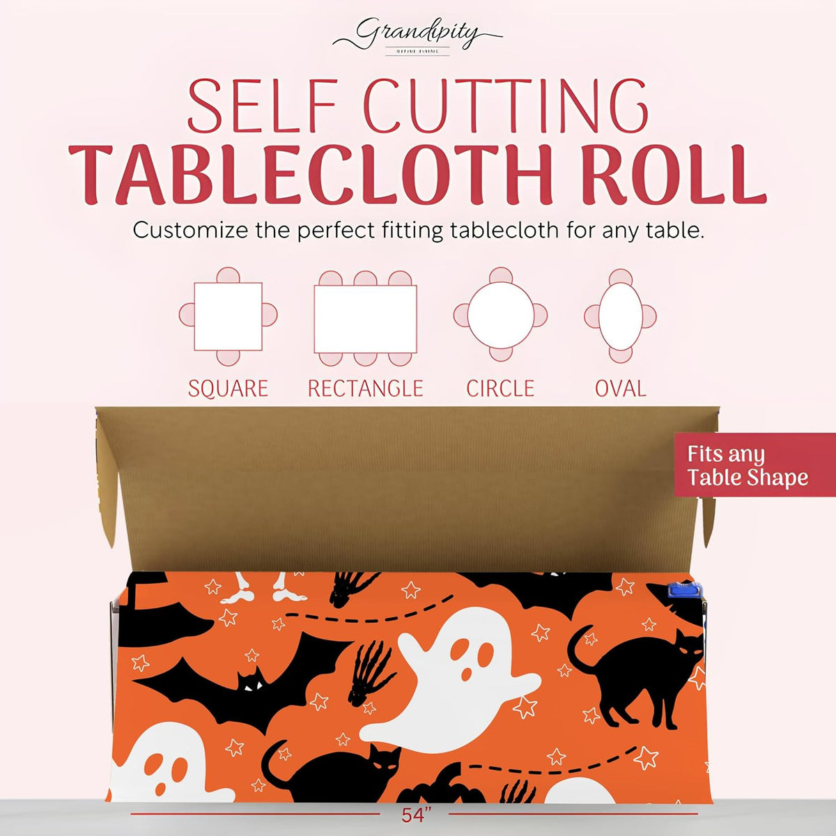 Grandipity Plastic Table Cloth Roll - 54in x 300 Ft. Table Cover