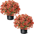 2 sets artificial fall flowers topiary ball trees, main product view