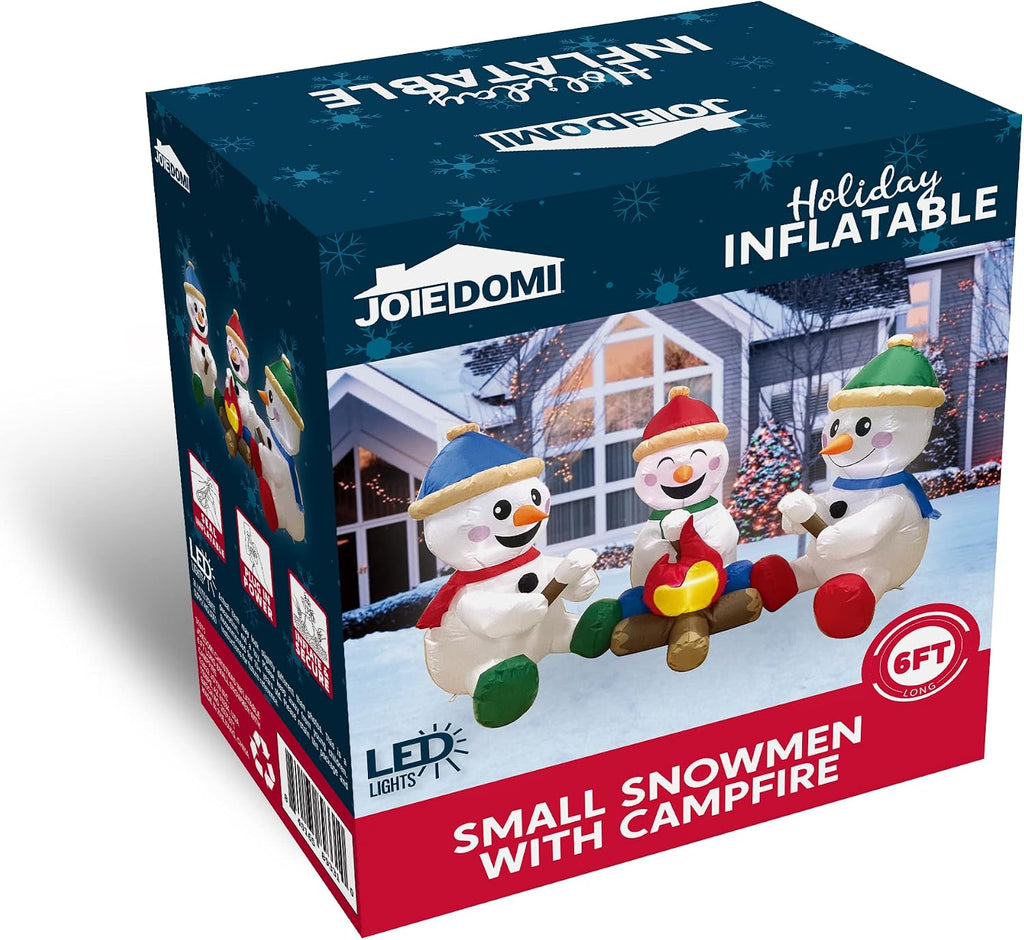 joiedomi 6 ft long christmas inflatable snowman with, front angle view