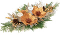 35" Champagne Christmas Centerpiece with Candle Holders, Magnolias Gold Christmas Balls Berries Leaves Branches Pine Cones Pine Needles for Xmas Table Decor, Holiday Candelabrum for Mantel Decorations