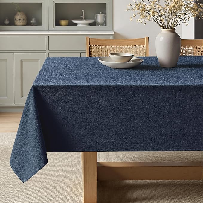 MIULEE Navy Blue Linen Tablecloth 60x104 Inch Rectangle Table Cloth Waterproof,Stain Resistant & Wrinkle Resistant for Dining Party Wedding
