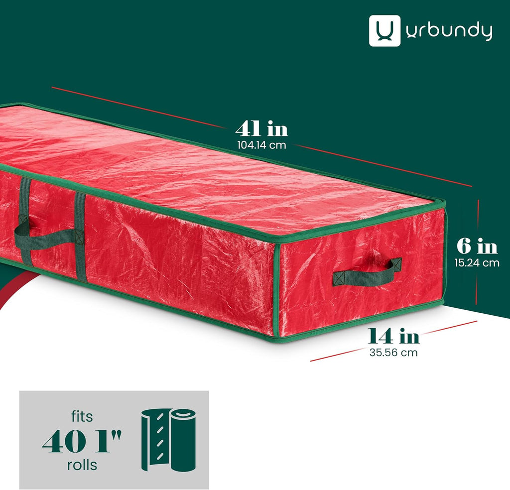 Heavy Duty Wrapping Paper Organizer Storage Bag Red - Christmas Storage Organizer For Wrapping Paper And Gift Bag Storage - Wrappings Papers Storages Container - Holiday Christmas Decorations