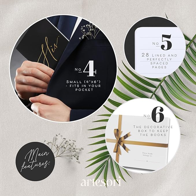 ARTESORI Premium Wedding Vow Book for Her & Him, Soft Touch, Gold Foil, 28 Lined Pages, Vow Books His and Hers, Wedding Essentials, Wedding Registry Ideas, His and Hers Gifts [Mint & Sage]