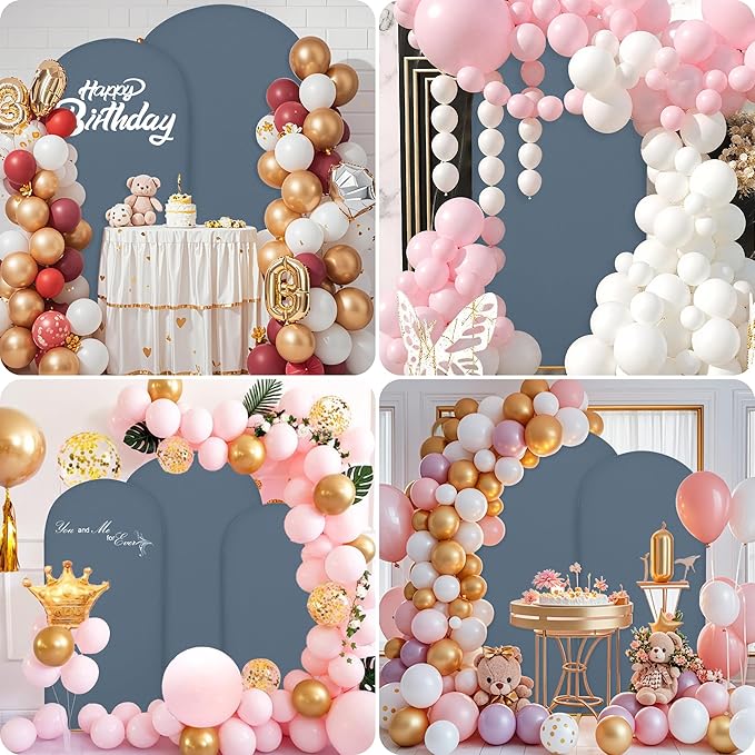 6.6FT Wedding Arch Covers Arch Backdrop Cover Arch Stand Covers Set Arch Cover Spandex Fabric Stretchy Backdrop for Wedding Birthday Party Decoration Baby Shower (Dusty Blue)