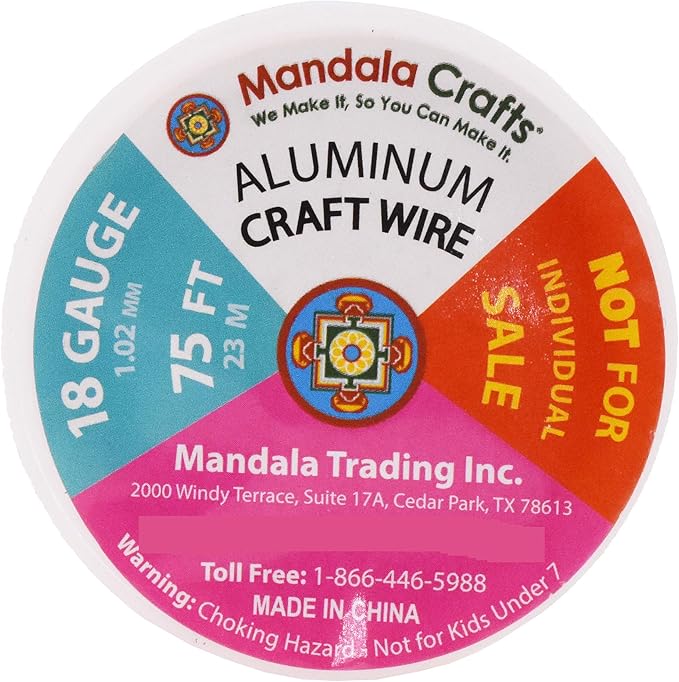 Mandala Crafts 18 Gauge Anodized Aluminum Craft Wire for Jewelry Making - 450 FT Colored Flexible Silver Lavender Purple Pink Ice Blue Turquoise Wire - Bendable for Bonsai Armature Crafting Sculpting
