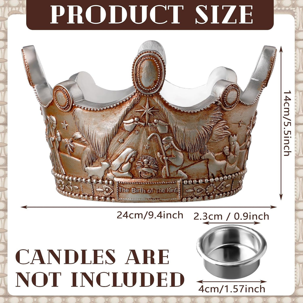 Nativity Advent Candle Holder 9.4 Inch Christmas Advent Wreath Candleholder Resin Nativity Advent 5 Candle Holder Centerpiece Christmas Holy Family Candlestick Christian Holders Xmas Supplies