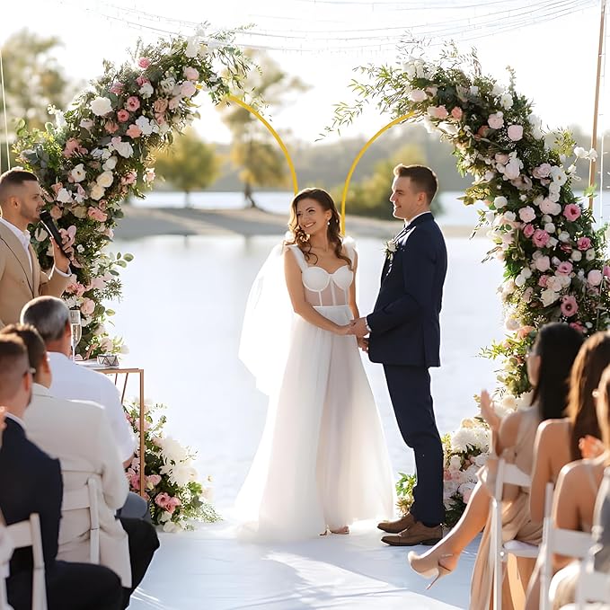 2pcs Arch Backdrop Stand - 7.2ft/6ft Gold Metal Flower Balloon Arch Frame Stand for Wedding, Birthday Party, Christmas, Baby Shower, Bridal Shower, Graduation Photography Decoration