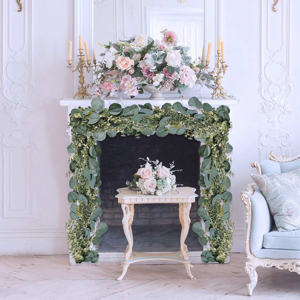 8.3' long faux eucalyptus greenery garland - silver, view 9
