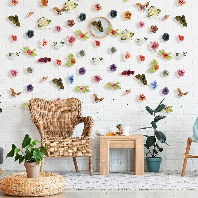 XunYee 6 Pcs 35.4 ft Flower Garlands Hanging Wildflower Backdrop Decoration Artificial Floral Garlands Fake Flower Vines Faux Silk Wildflower Decor for Halloween Fall Wedding Garden Wall Arch(Fall)