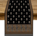 Vintage Paisley Table Runner, Boho Brown Black Flowers Leaves Print Table Runner for Home Dining Kitchen Table Party Wedding Decor, 13x108inch