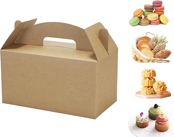 HUAPRINT Brown Treat Boxes Large Bulk,Gable Boxes 30 Pack 9.45x5x5Inches,Party Favor Boxes Goodie Boxes for Birthday Party Baby Shower Wedding Christmas