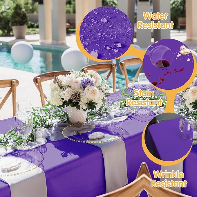 BRILLMAX 6 Pack Purple Tablecloths for 6 Foot Rectangle Tables 60 x 102 Inch - 6ft Rectangular Bulk Linen Polyester Fabric Washable Cloth Cover for Wedding Reception Banquet Birthday Party