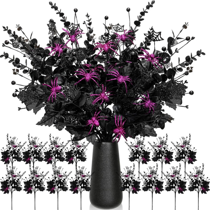 Giegxin 15 Pcs Halloween Floral Picks Artificial Flowers Stems Decorations