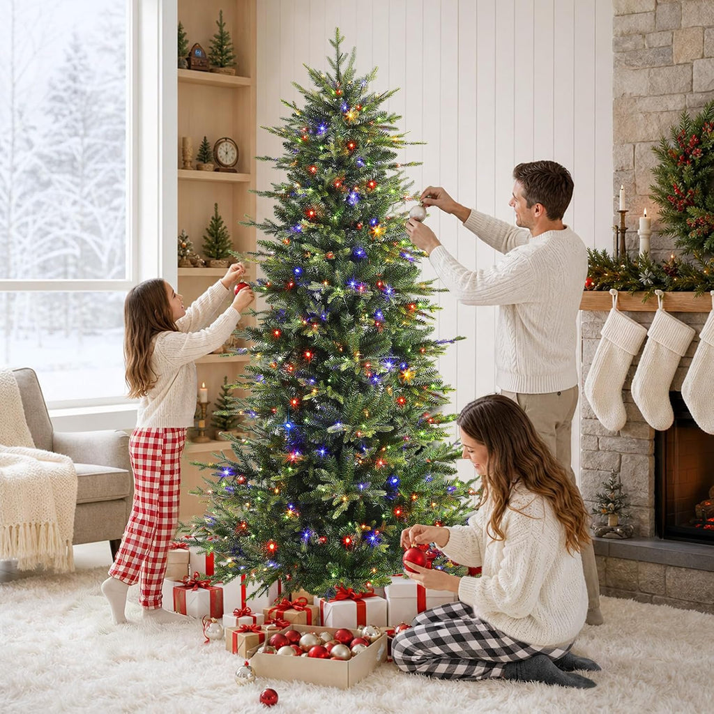 shareconn 7ft prelit artificial aspen christmas tree with on a desk or shelf