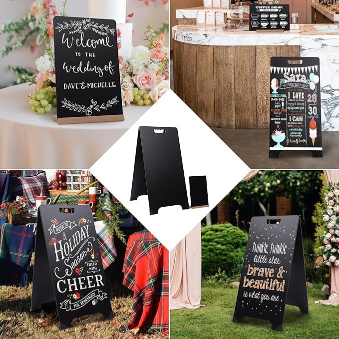 16x32 Double-Sided A-Frame Chalkboard Sign with 8x12 Chalkboard, Liquid & Solid Chalk Markers, Wedding & Event Signage