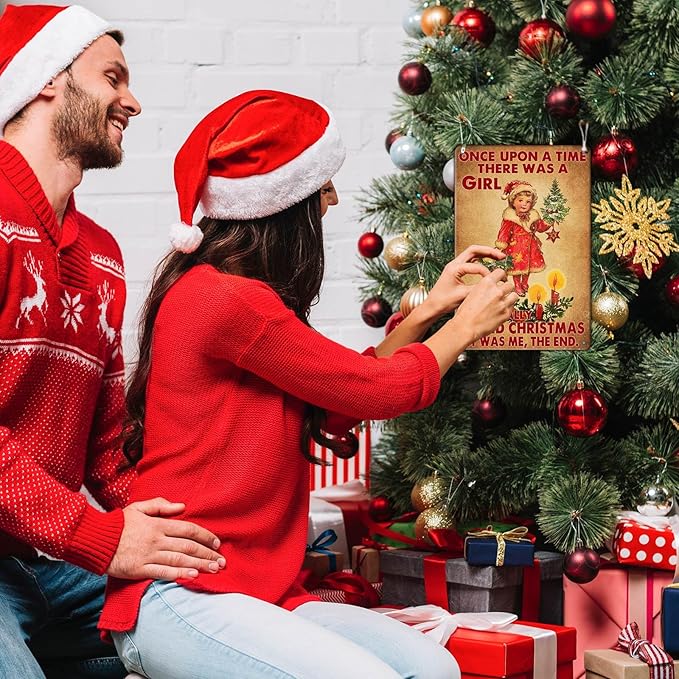 Vintage Christmas Metal Tin Sign Once Upon A Time Girl Loved 80s Christmas Style Wall Art Christmas Metal Tin Sign Funny Christmas Sign For Winter Barn Door Bedroom Dining Room Wall Decoration For Friend Daughter Sister