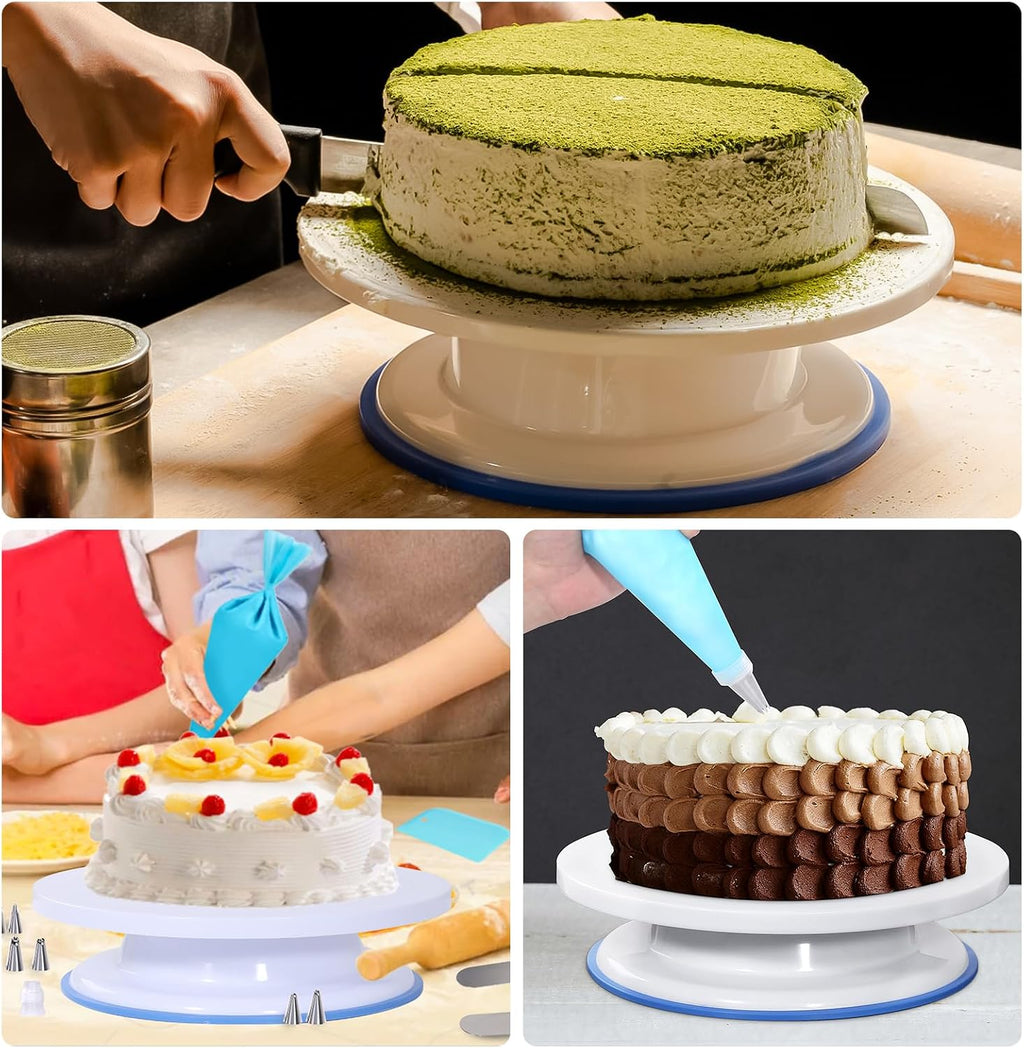Uten Nozzles for Pastry Sleeve, 62 Cake Decorating Equipment Kit 48 PCS Nozzles, 2 Sleeves, 5 Spatulas, 1 Rotating Cake Plate, Wedding Birthday Accessories Decoration Pastry