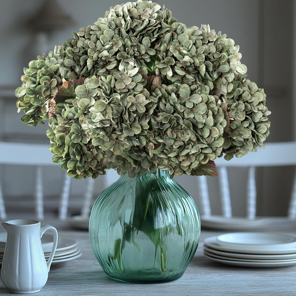 hydrangea artificial flowers,green artificial flower fake silk hydrangea showing dimensions