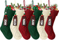 Hommtina Christmas Stockings, Personalized Christmas Stockings 18 Inches Large Size Cable Knitted Stocking Gifts (6pcs White&red&Green)