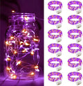 ZGWJ 12 Pack Fairy Lights Battery Operated, 7ft 20 Mini LED Fairy String Lights Silver Wire 3 Modes for DIY, Parties, Wedding, Bedroom, Halloween Christmas Decoration Orange& Purple