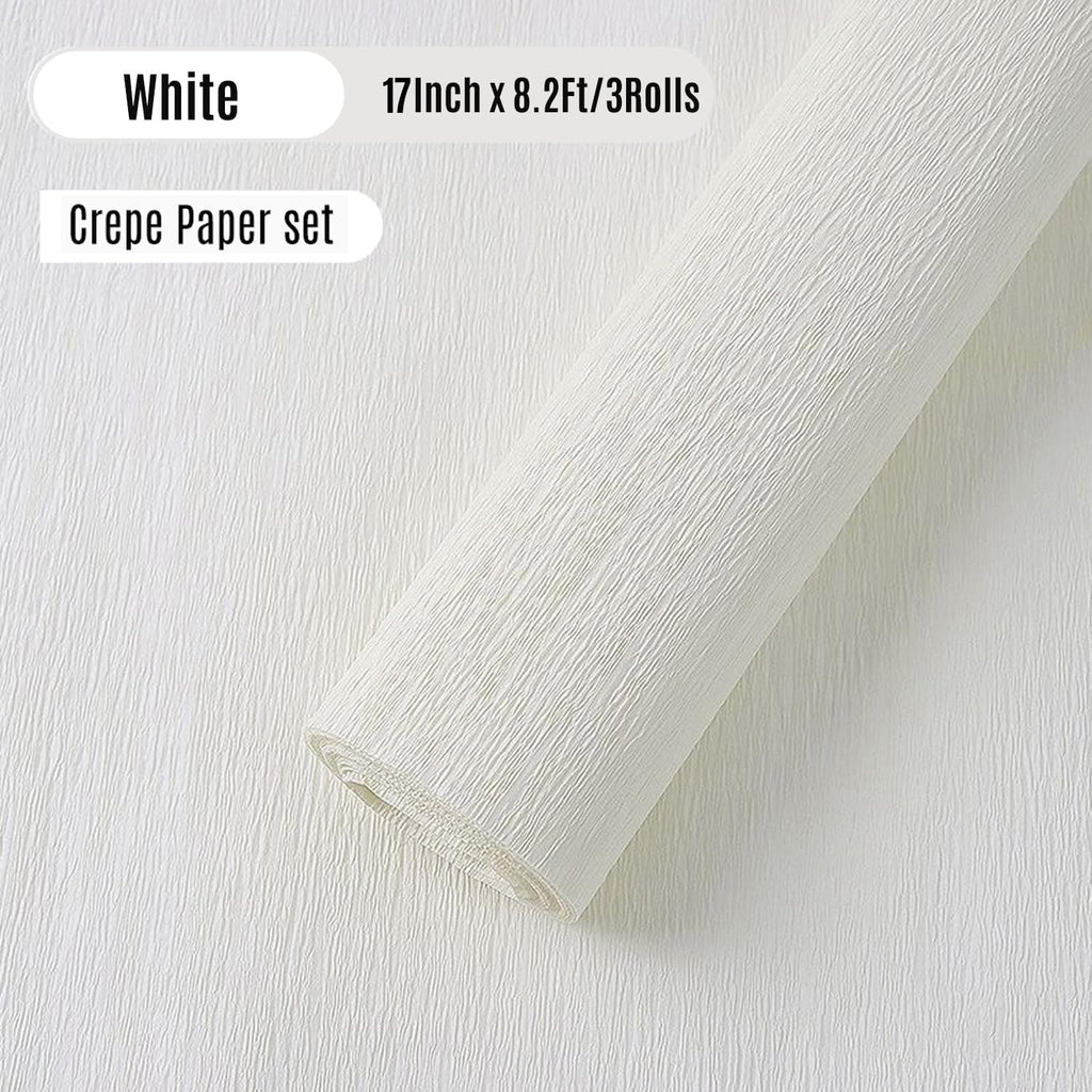 VNAKER White Crepe Paper Rolls, 17 Inch x 98 Inch, 3 Rolls - Heavy Duty, for Flowers, Mother's Day, Valentine's Day, Birthdays, Weddings, DIY