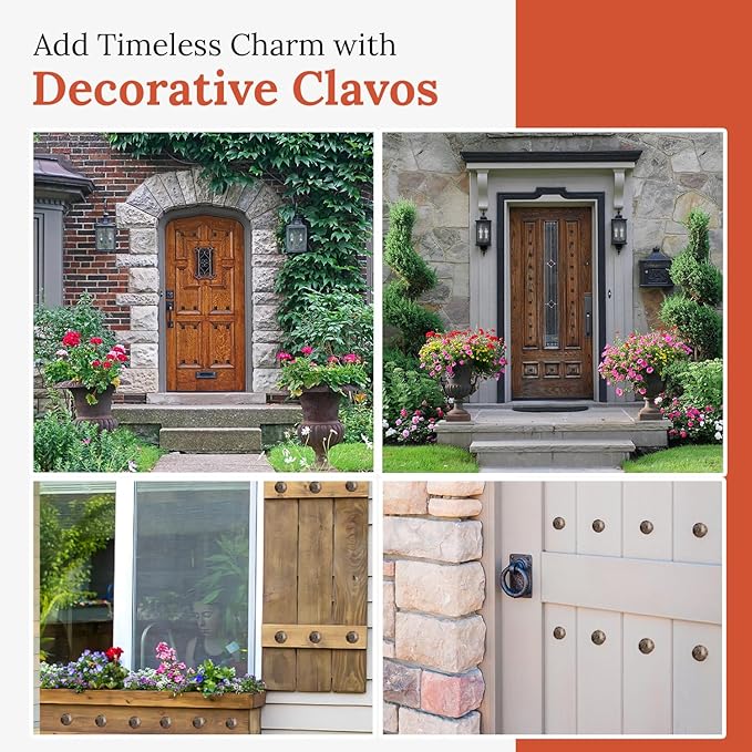 50 Pack 1.5" Round Head Iron Clavos Decorative Nails – Unfinished – Handmade Rustic Round Fasteners for Farmhouse Shutters, Faux Wood Beams, Barn Doors, Shutters, Gates – Ornamental Wood Accent