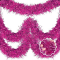 50 Feet Fuchsia Christmas Tinsel Garland, Metallic Foil Twist Banner Wall Hanging Tinsel Streamers Backdrop for Parade Floats, Christmas, Mother's Day, Birthday Party Decorations(2in x 50ft)