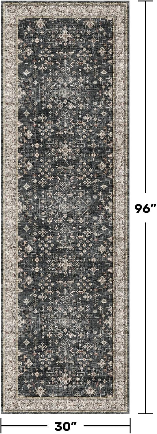 Dark Washable Long Runners for Hallways, 2'6"x8' Wide Kitchen Ru...