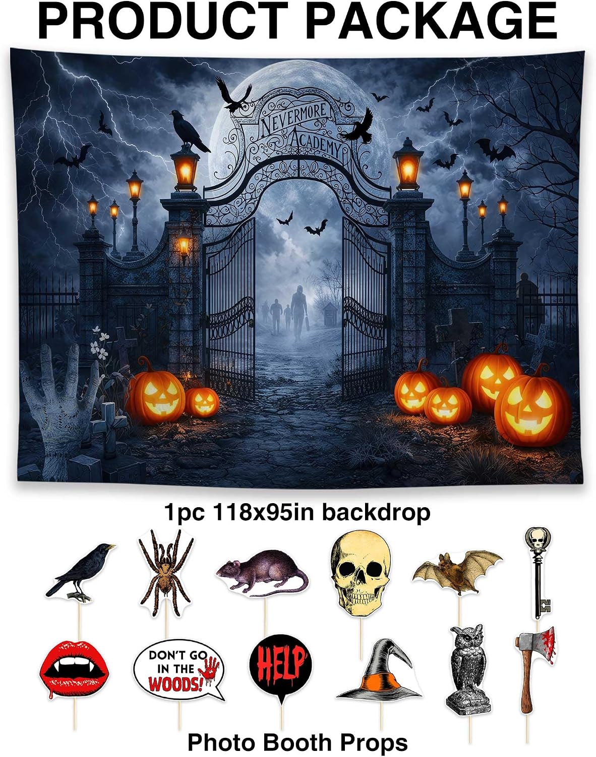 Allenjoy 118" x 95" Halloween Horror Photography Backdrop with Phot...
