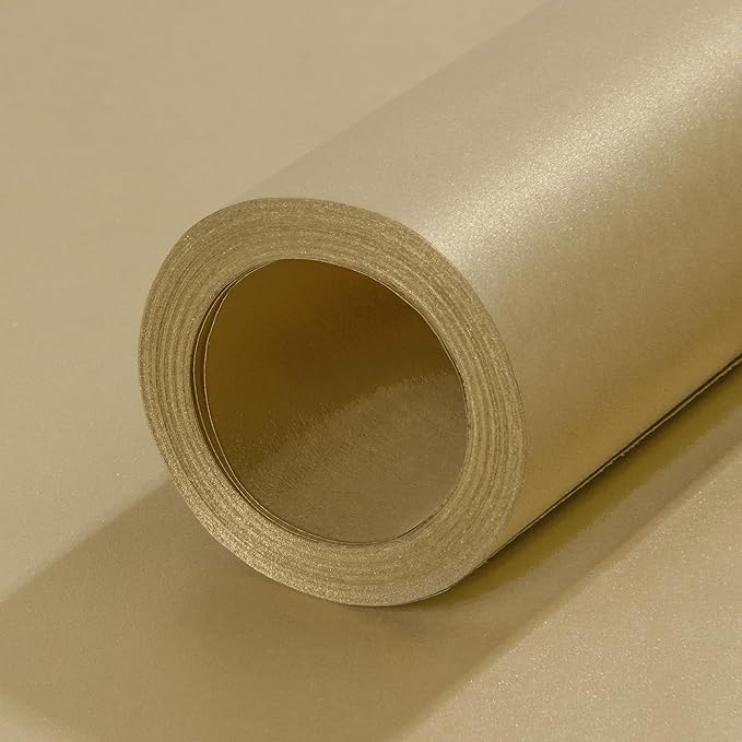 Matte Wrapping Paper Roll - Solid Color Pearly 17.3Inches X 39.4Feet Beige Gold Shimmer Gift Wrapping Paper Roll Elegant Lustre Paper for Wedding,Valentine's Day,Birthday, Christmas PAP11BG