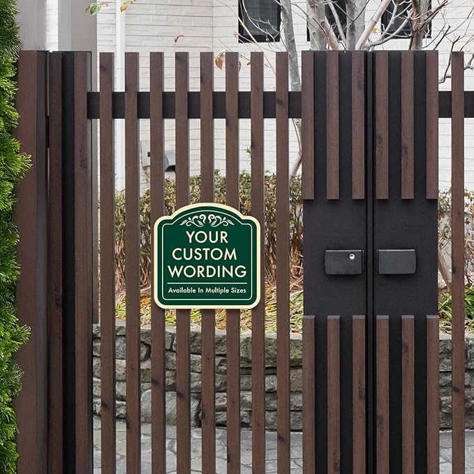 Custom Decorative Outdoor Metal Sign - Personalized Aluminum Driveway Sign, Waterproof, Made In USA - Design 1 Forest Green 18x18 In