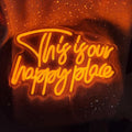 This is Our Happy Place Neon Signs for Wall Decor, My Happy Place LED Light Sign This is Our Place We Make The Rules Decor for Bedroom Man Cave Home Bar Birthday Party, 14.3" x 10"
