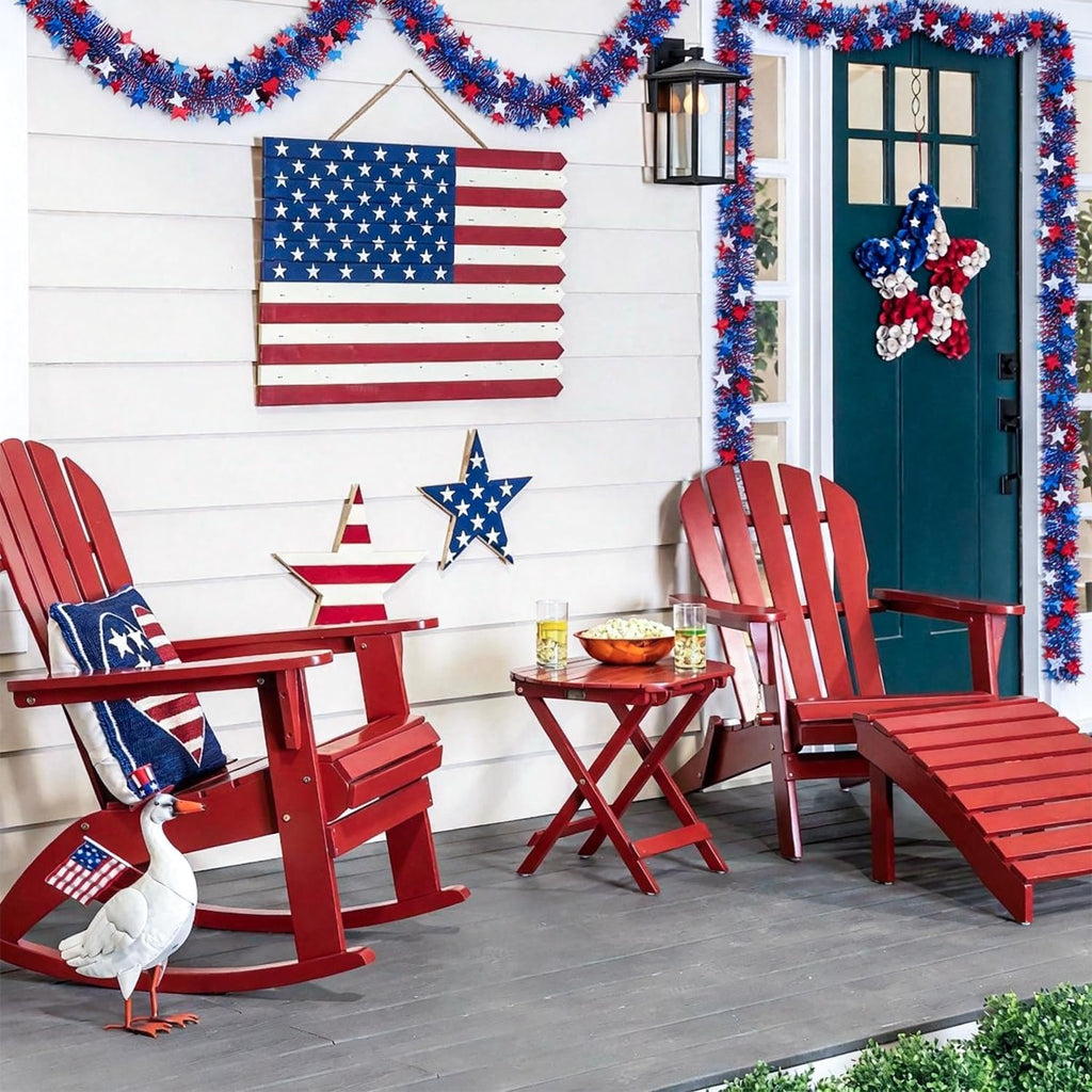 50Ft Metallic Glitter Stars 4th of July Garland Decorations,USA 250th Anniversary Patriotic Independence Memorial Day Decor for Tree Mantle Yard Door Parade Car Table Indoor Outdoor Holiday Party