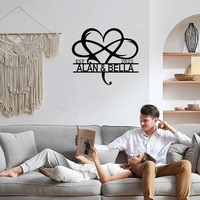 Personalized Valentine's Day Wedding Gifts For Couple, Custom Metal Signs Wall Art, Monogram Name Metal Signs For Home Decor, Customized Anniversary Christmas Housewarming Gifts For Him Her