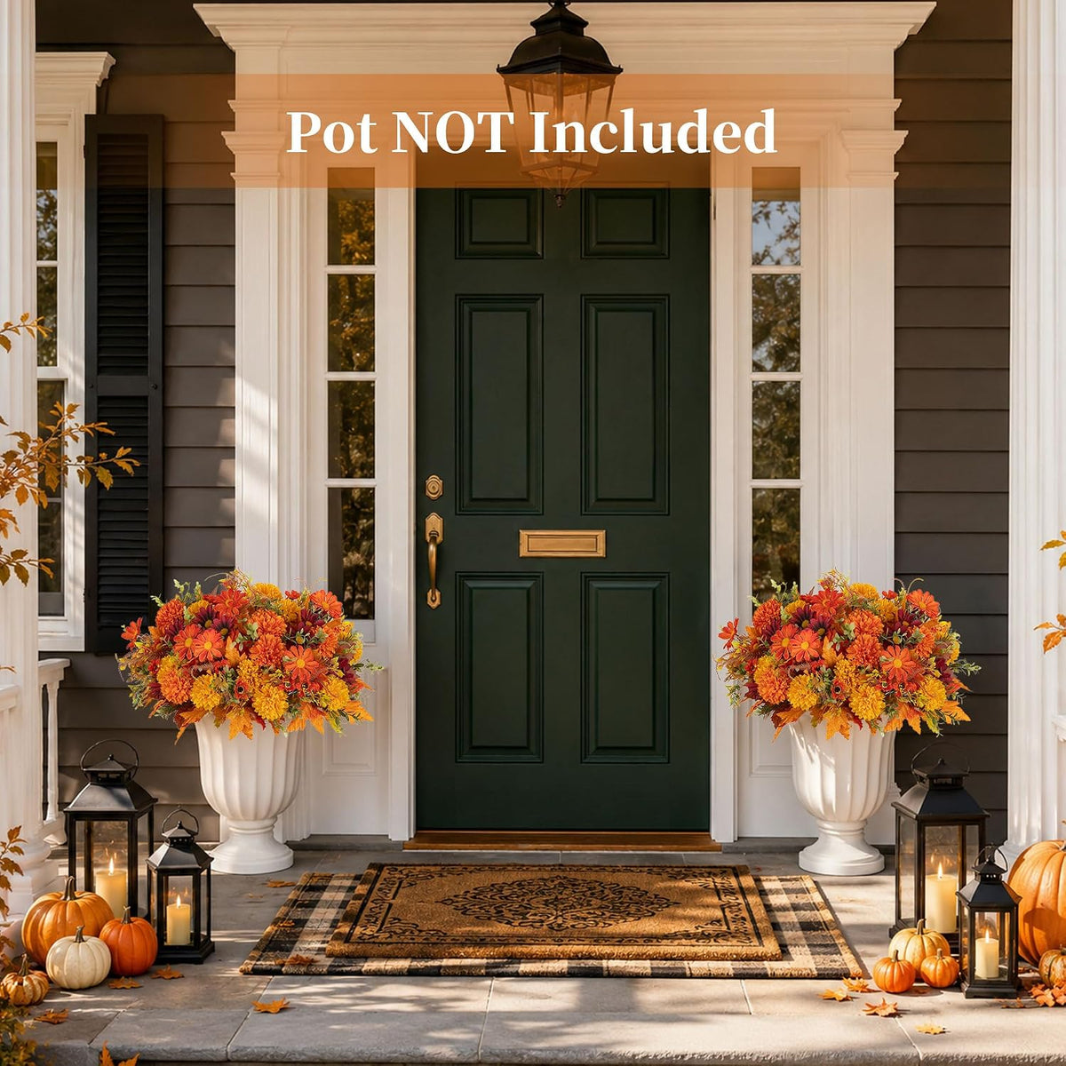 blosmon faux mums for outdoor planters: realistic fall, close-up detail