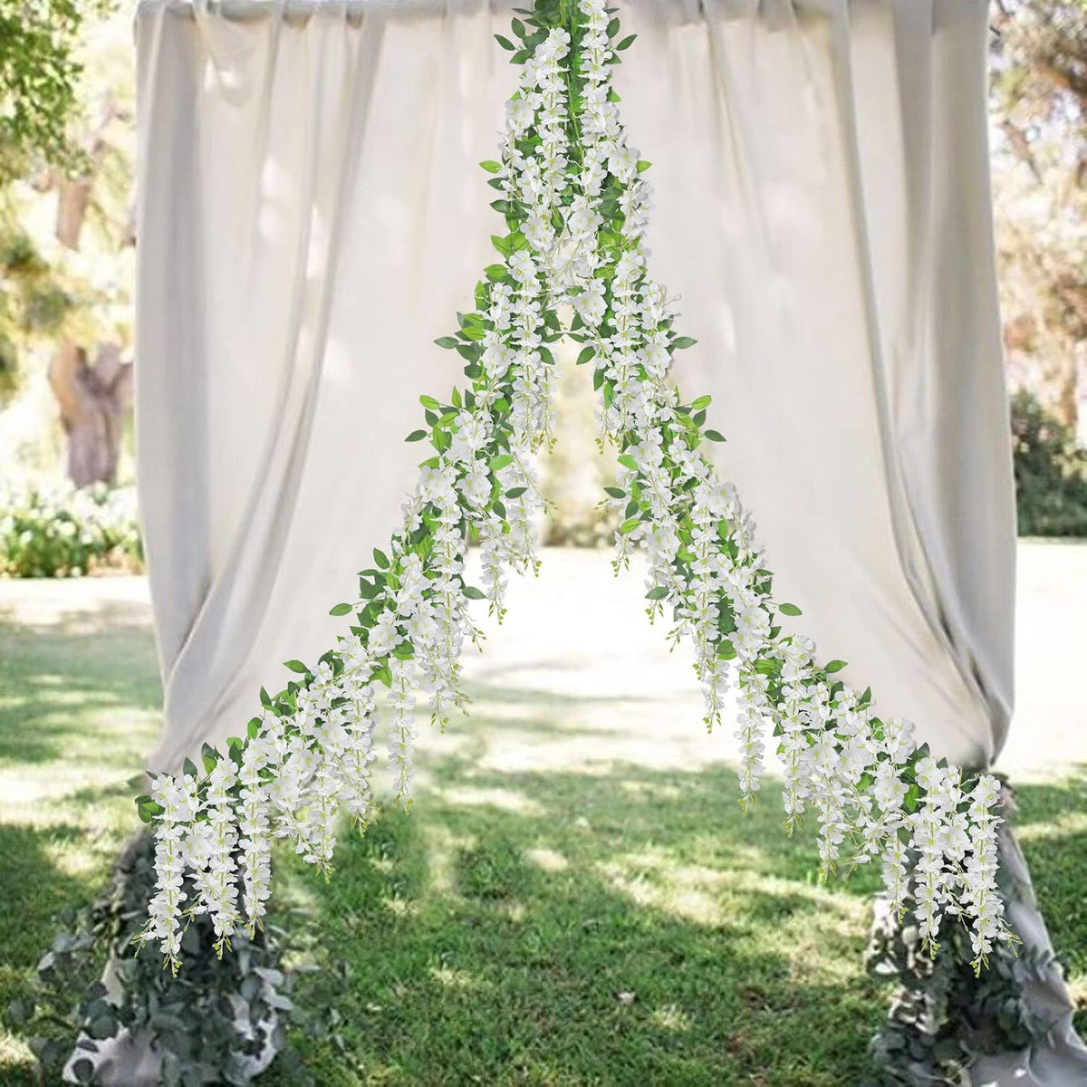 u'artlines 20pcs 7.2 ft/piece artificial wisteria garland white, view 9