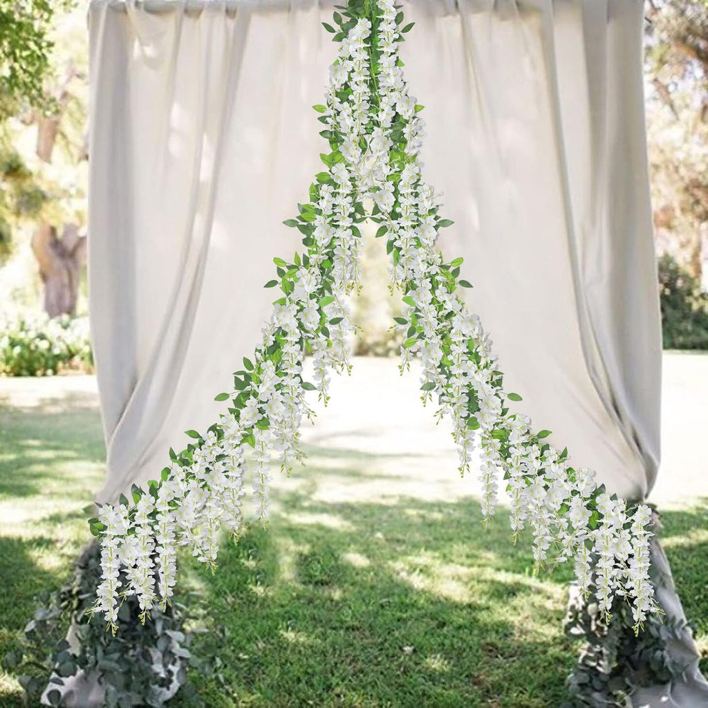 u'artlines 10pcs 7.2 ft/piece artificial wisteria garland white, view 9