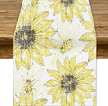 Chrysanthemum Vintage Floral Table Runner, Elegant Grunge Gray Sunflower Spring Summer Elegant Pattern Artichokes Flower Table Runner for Party Kitchen Dining Living Room Decor, 13x108 Inch