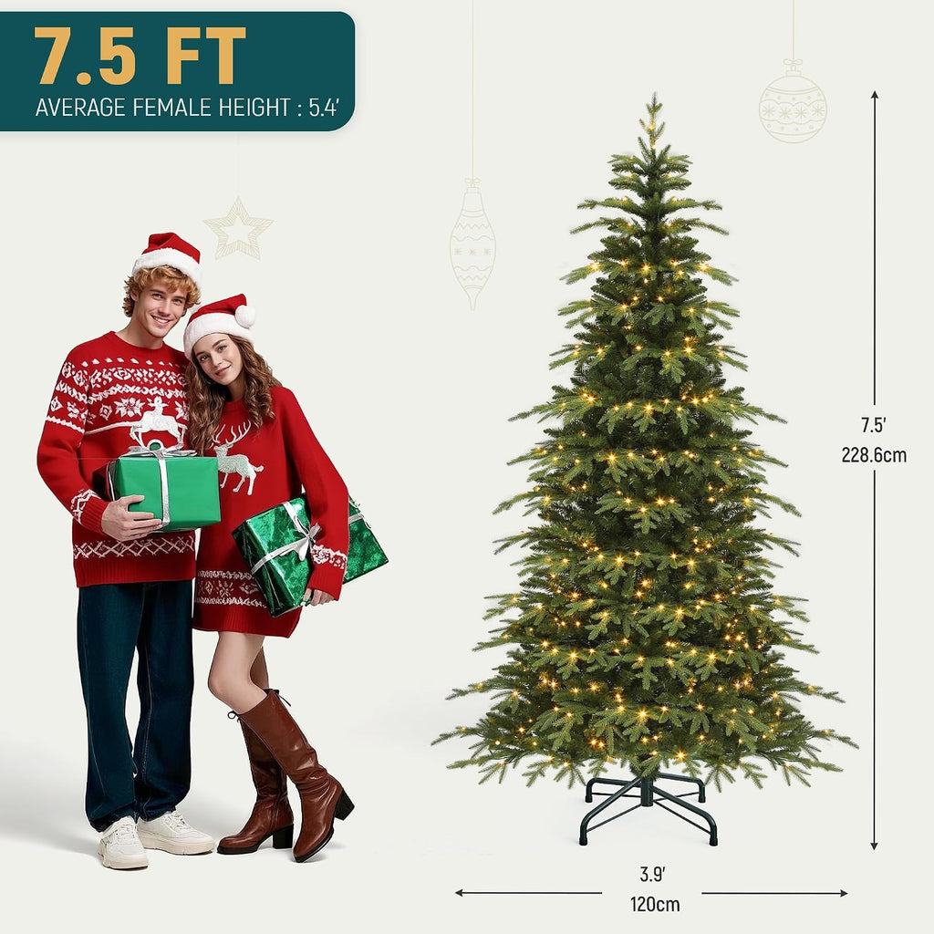 yitahome 7.5ft prelit green aspen fir christmas tree, view 9
