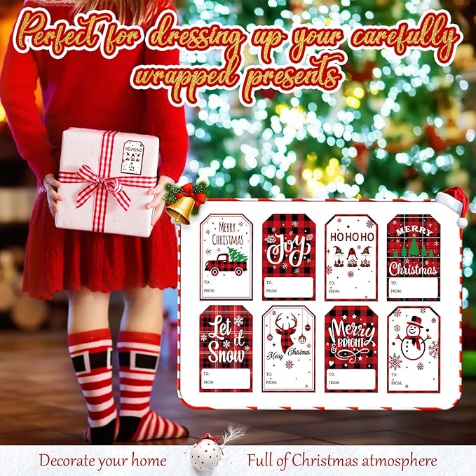 Zonon 720 Pieces Self Adhesive Christmas Gift Tag Xmas Kraft Name Tags Natural Kraft Xmas Stickers Paper Tags Labels for Christmas Decoration(Snowman Style)