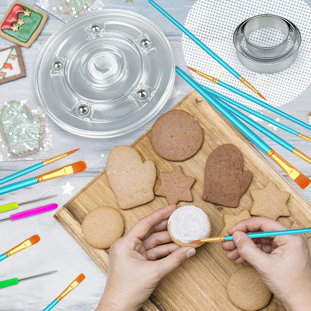 123 PCS Cookie Decorating Kit Supplies Including Acrylic Turntable Decoration Brushes Scribe Needle Bags for Cookie Cupcake Cake Decoration
