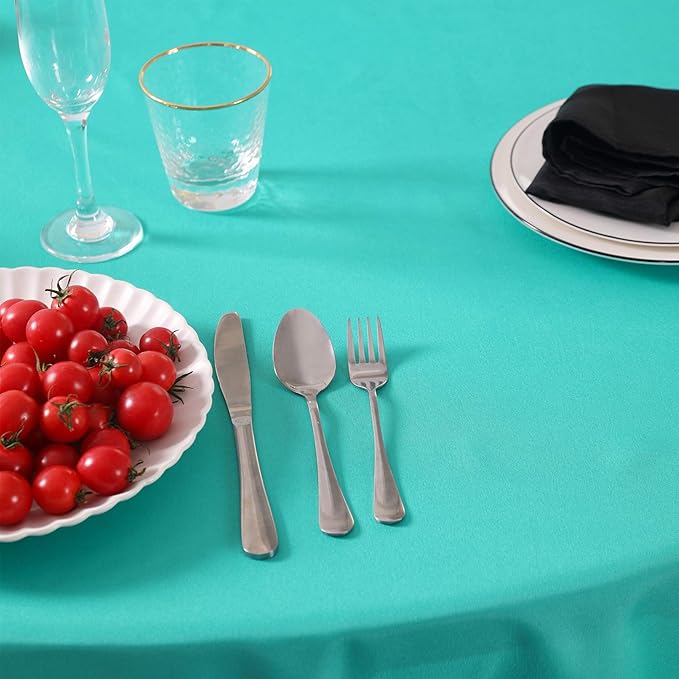 90 inch Round Tablecloth Washable Polyester Table Cloth Decorative Table Cover for Wedding Party Dining Banquet（90 inch,Turquoise）…