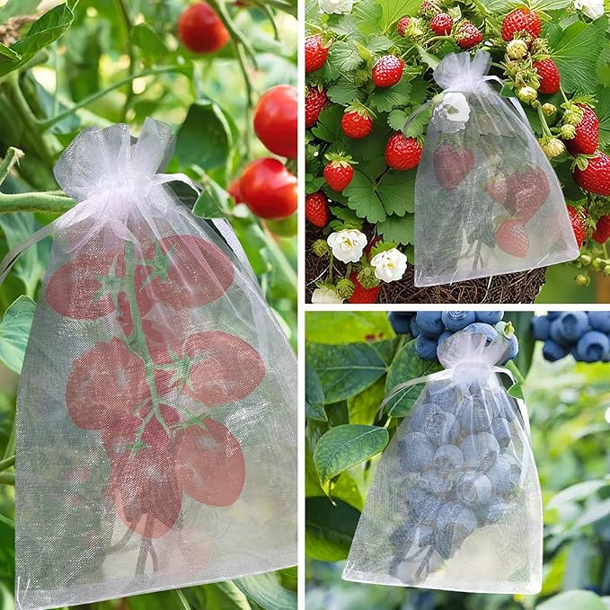 Hopttreely White Sheer Organza Bags, 4x6 inch 50PCS Mesh Bags Drawstring Gift Bags Jewelry Pouches for Candy Wedding Favors, Jewelry, Festival, Makeup