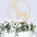 Oh Boy Cake Topper - Wooden Oh Boy Baby Shower Cake Decorations - Baby Shower Cake Topper for First Birthday/Gender Reveals Party, Photo Booth Props