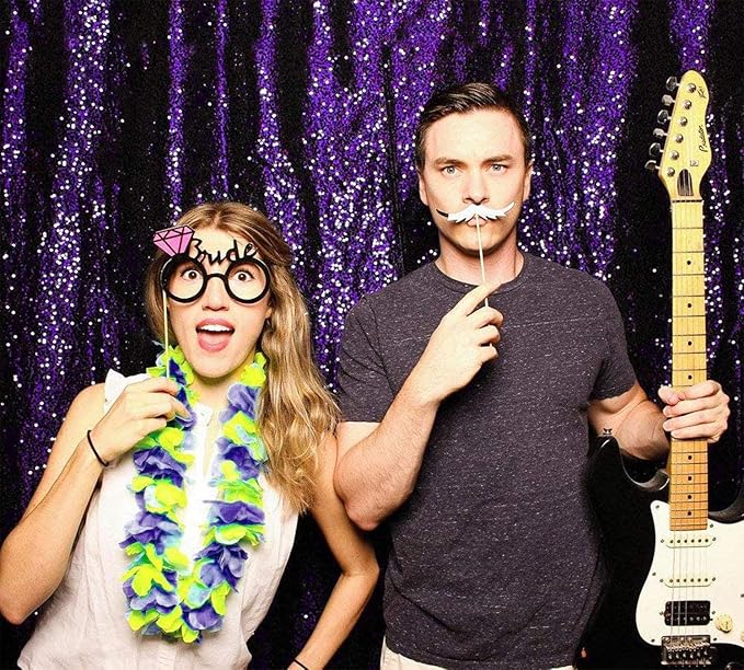 JYFLZQ Purple Sequin Backdrop Curtains 2ft x 8ft 4 Panel Glitter Photo Booth Backdrops Sparkly Photography Background Drapes for Parties Wedding Bridal Showers