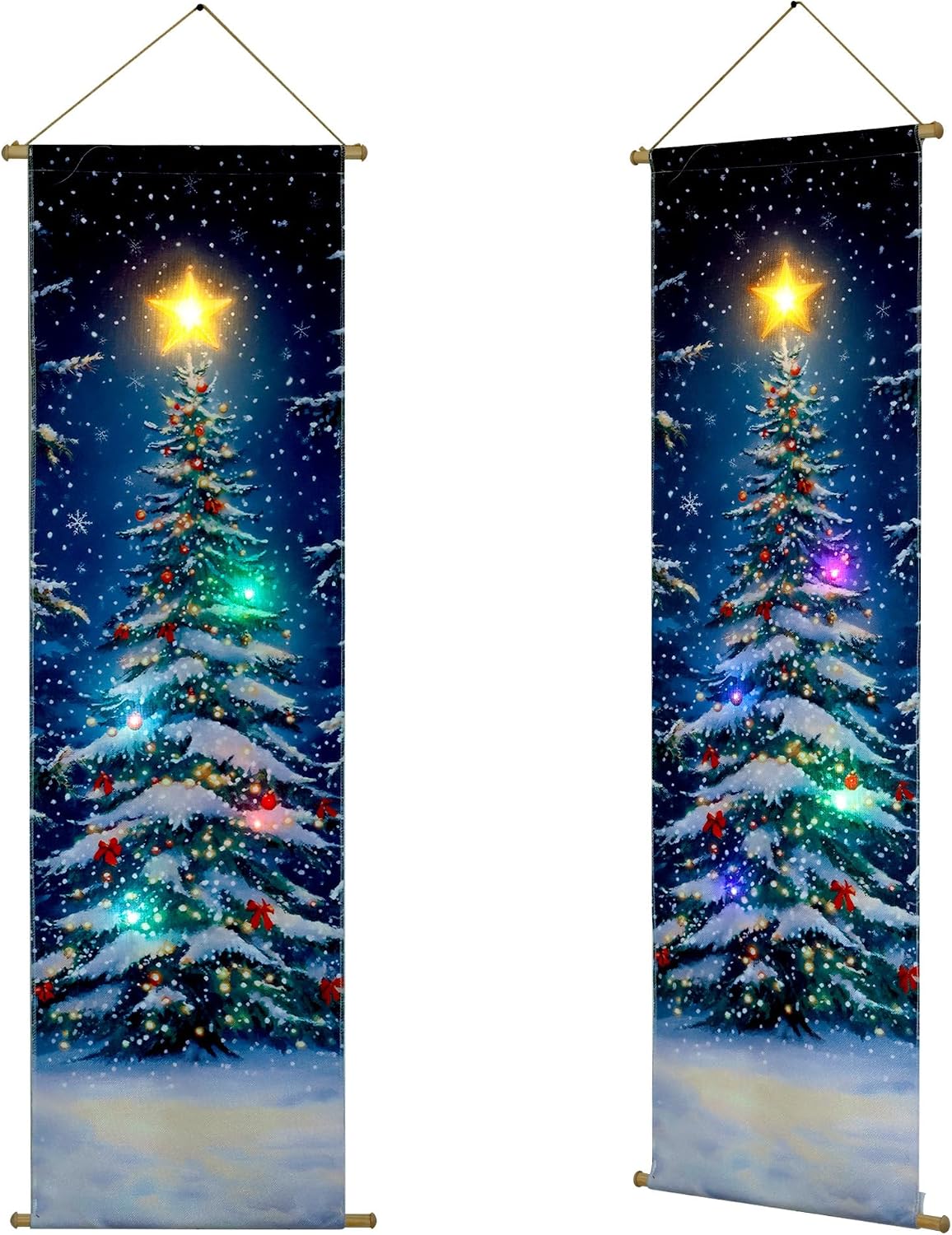 soffee design 16x47 christmas tree canvas, 5 color-changing, front angle view