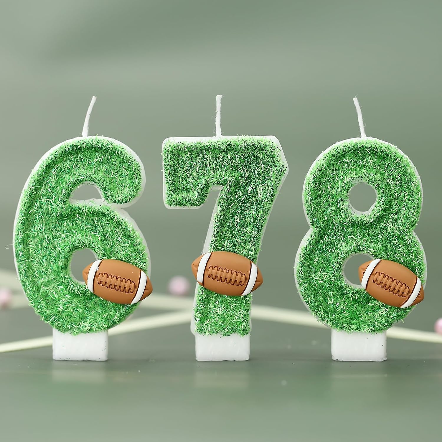 Football Birthday Number Candles for Cake Green Number 1 Candle 1st Football Cake Topper Cupcake Topper for Football Birthday Party Decorations Supplies Favors